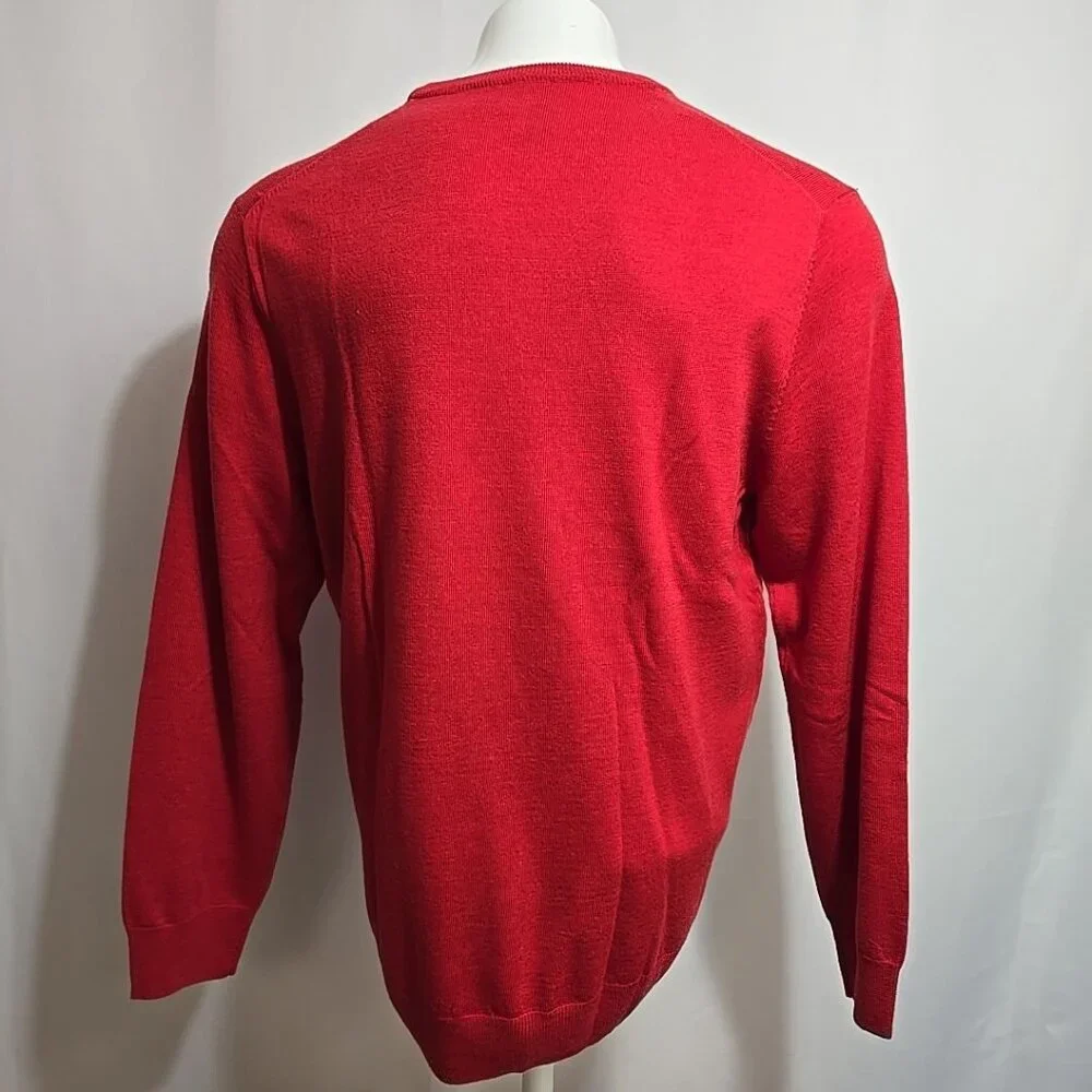 Jos. A. Bank Traveller 100% Merino Wool Sweater Mens Size XL V-Neck Red